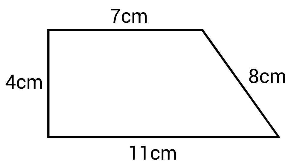 Trapezoid with side lengths 4cm, 7cm, 8cm, and 11cm