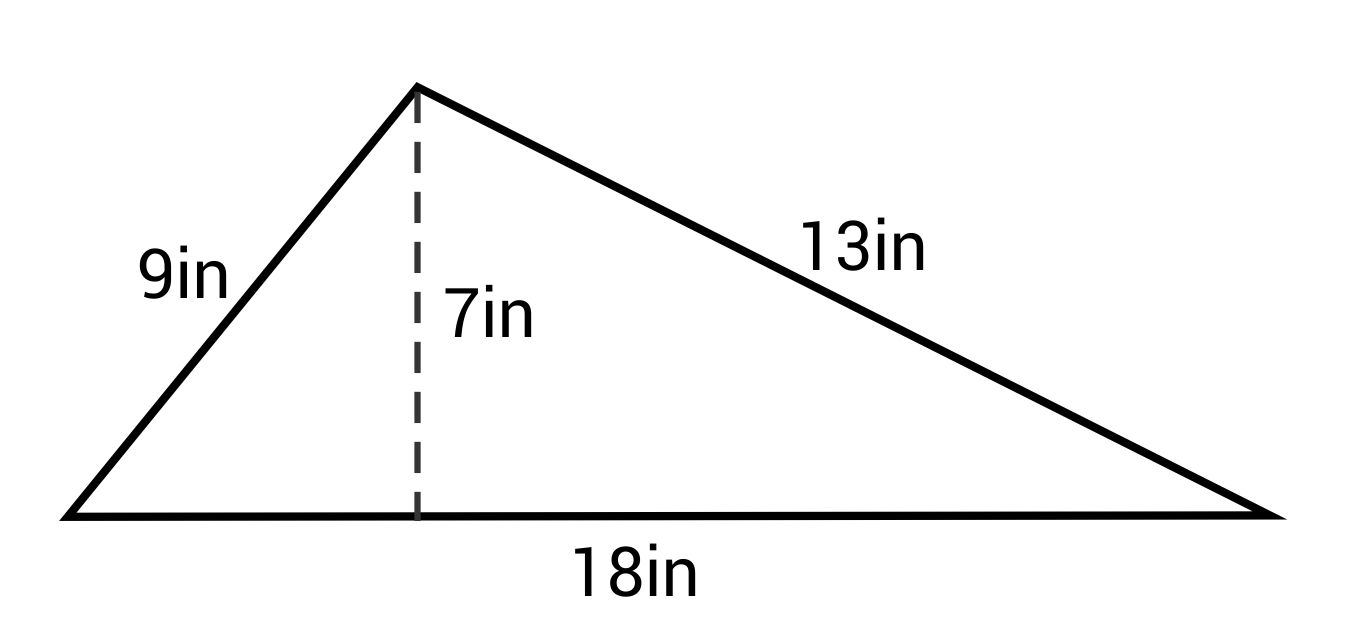 triangle with base length 18in and height 7in