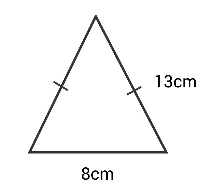 triangle with side lengths 13cm, 13cm, and 8cm