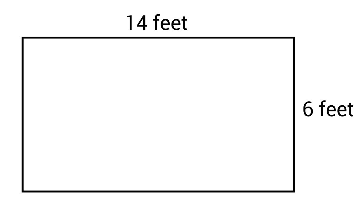 rectangle with 14 ft width and 6 ft height