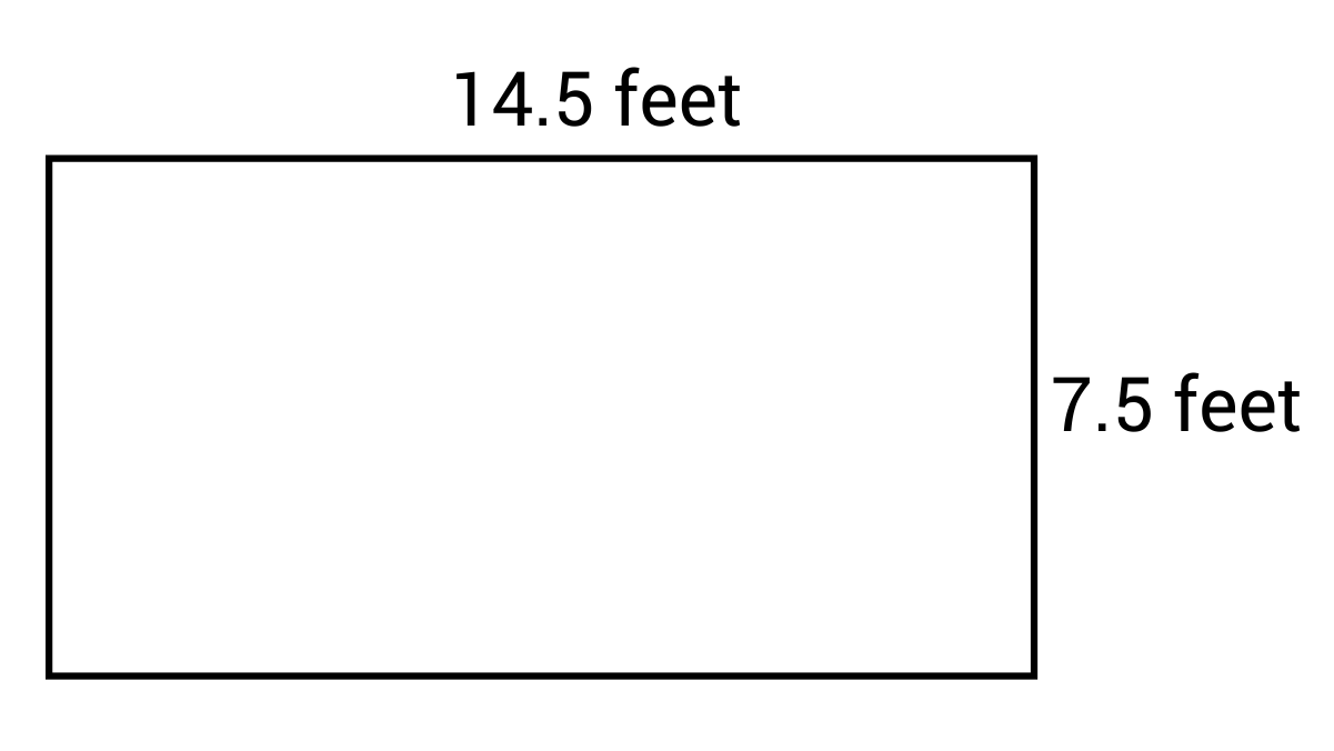rectangle with a width of 14.5 ft and 7.5 height