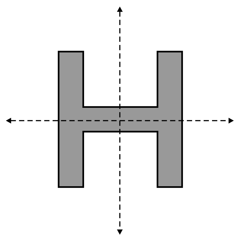 Line of symmetry of the letter H
