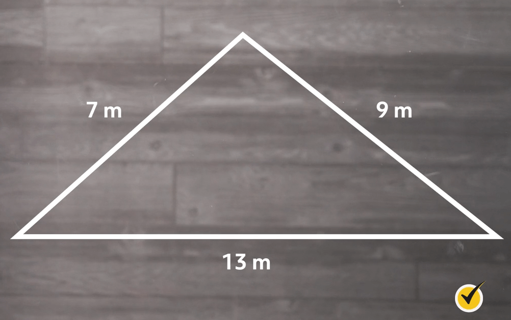 triangle with sides of  7 m, 9 m, and 13 m