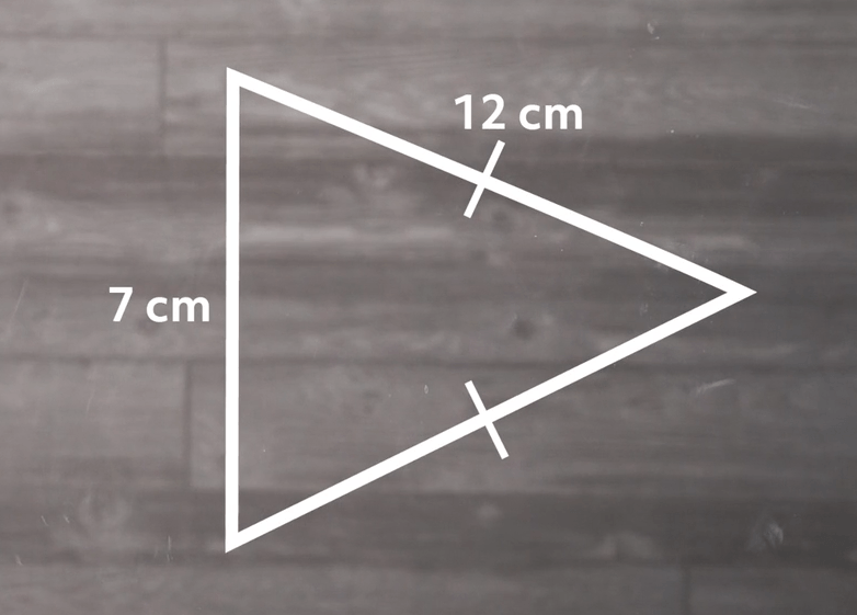 Isosceles triangle with two sides of 12 cm and one side of 7 cm