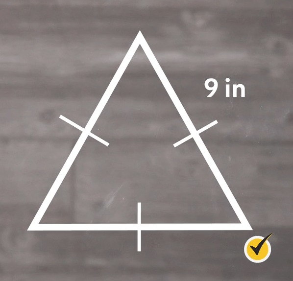 equilateral triangles with sides of 9 in