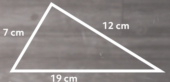Triangle with sides of 7 cm, 12 cm, and 19 cm
