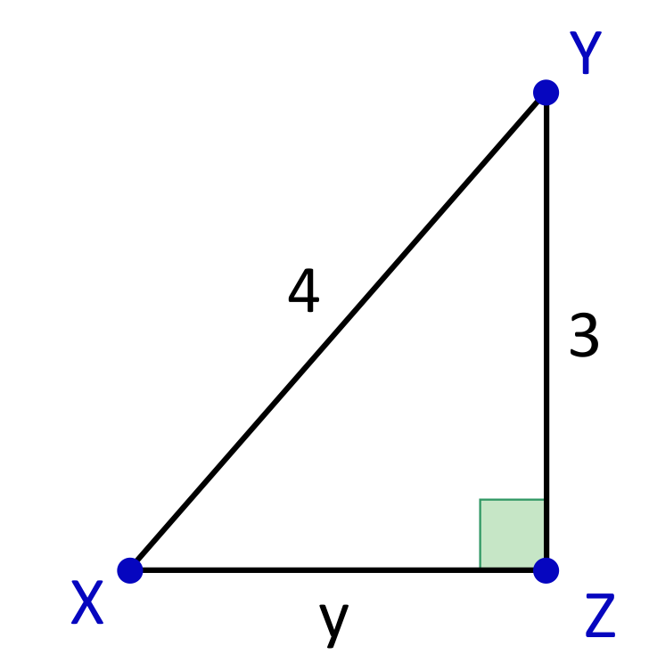 Right Triangle XYZ with side lengths 4 and 3