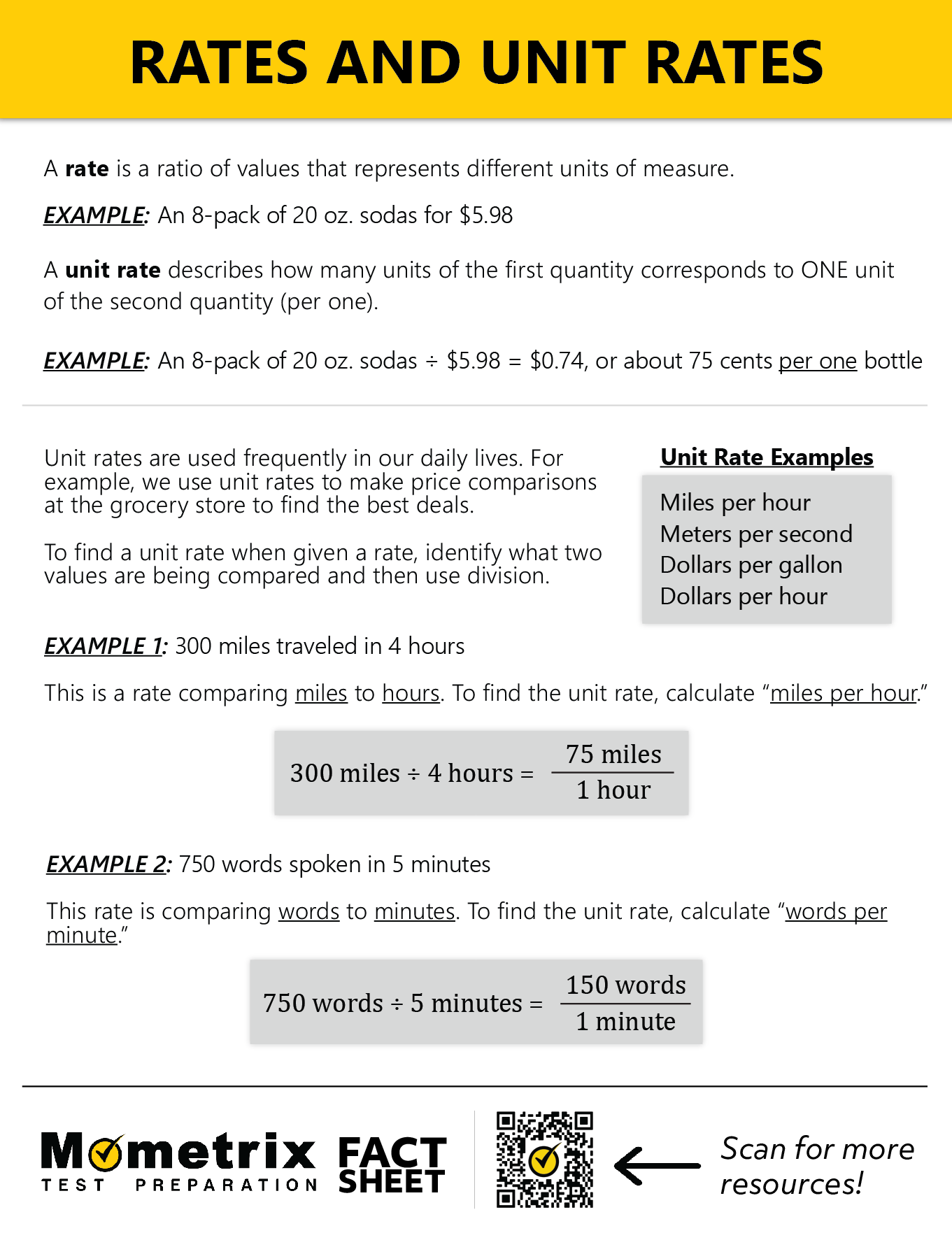 Convert unit rates worksheet answers