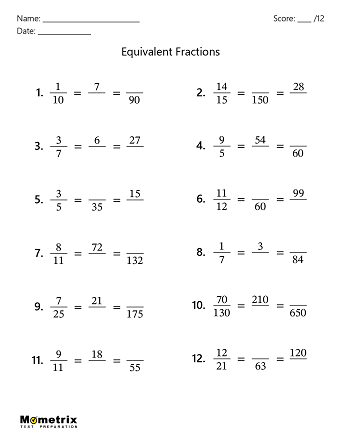 Equivalent Fractions Worksheets Worksheet Preview