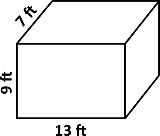 9ft by 13 ft by 7 ft rectangular prism
