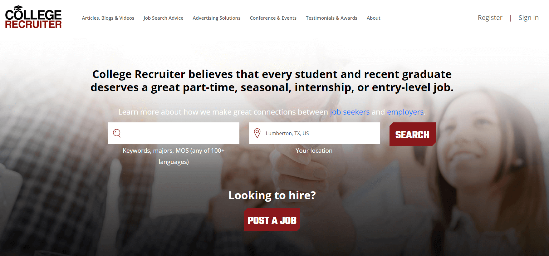 Click to go to CollegeRecruiter.com