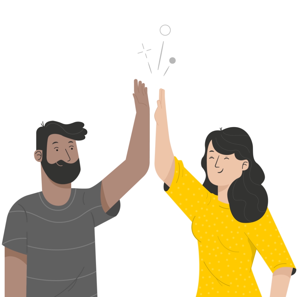 Two people high-fiving each other.